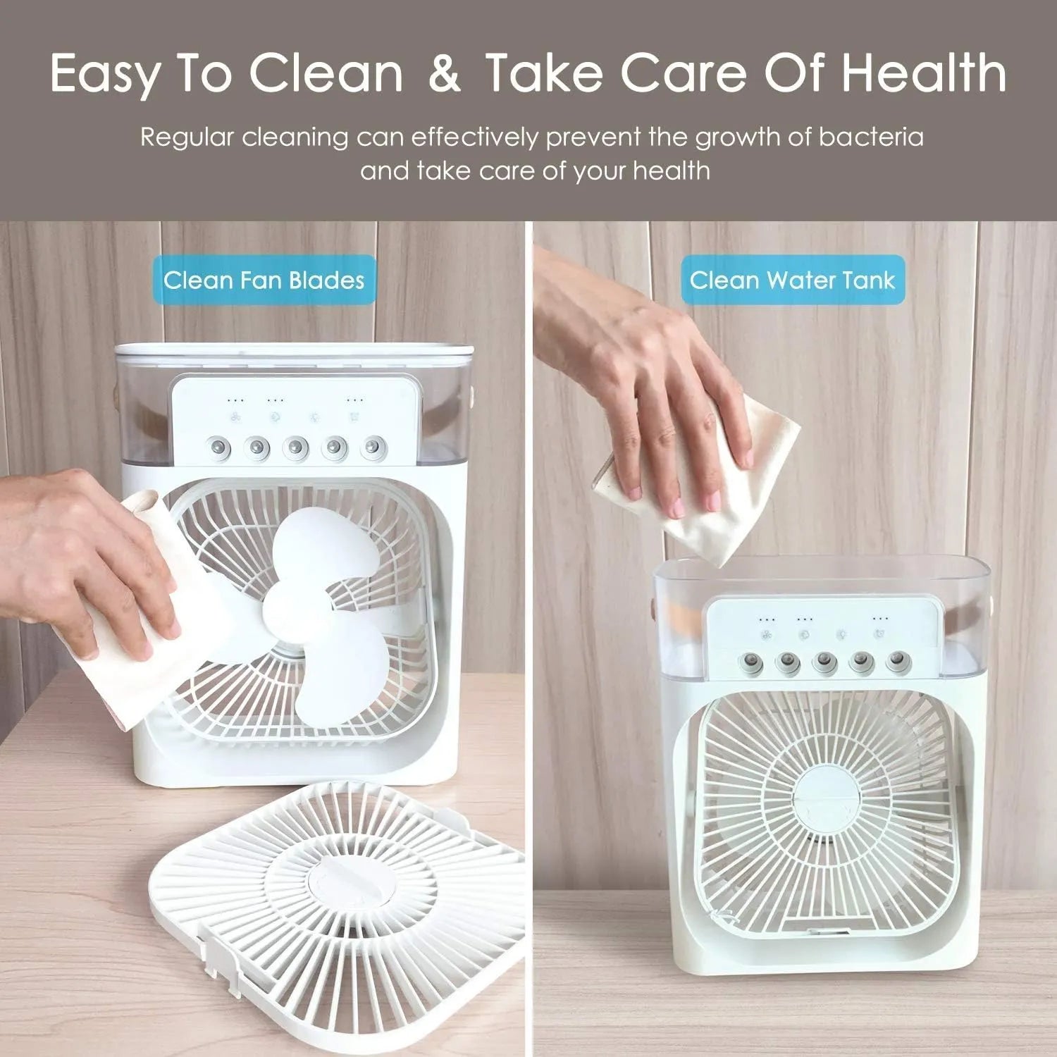 4 in 1 Personal Mini Cooling Fan with Water Mist Spray