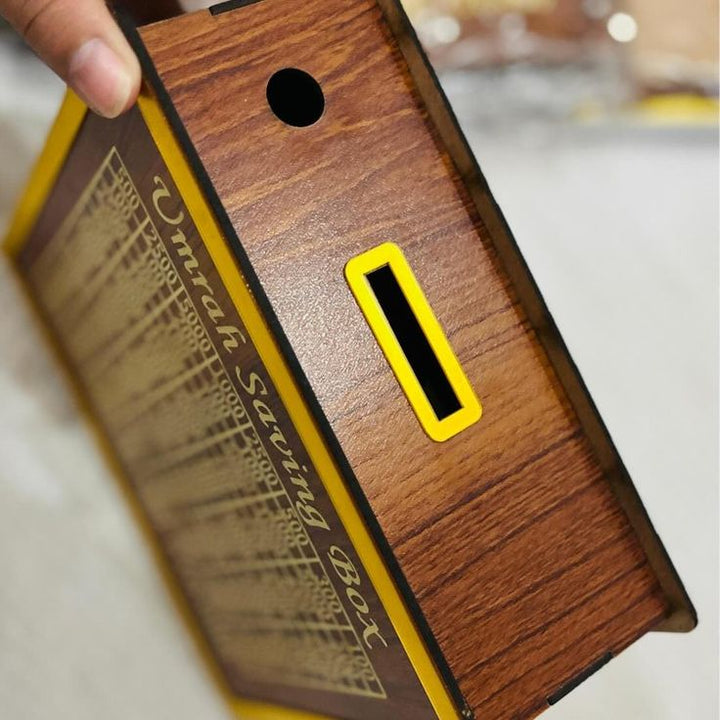 Umrah Saving Box – Box For Umrah Saving | Umrah Saving Box – Best Quality Umrah Saving Box – Umrah Saving Box Dark Brown, Wooden Money Box For Umrah – 210,000